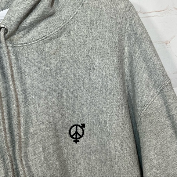 Champion Reverse Weave Peace Graphic Hoodie Sweatshirt Mens XL Gray Embroidered - Picture 7 of 13
